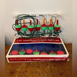 VTG (2) SET Target Bubble string Light 7 bulbs Christmas holiday red green WORKS